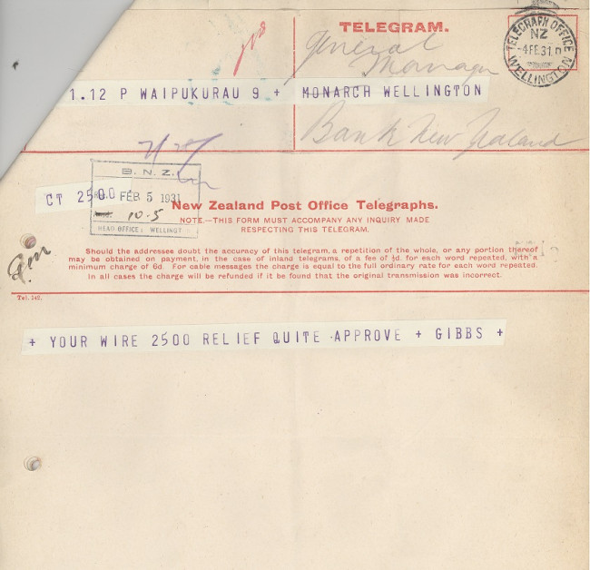Napier 1931 Feb 4thB telegram