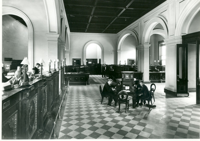 Christchurch interior banking chamber with staff built 1865 dated 1911 copyright ATL Stefano webb collection